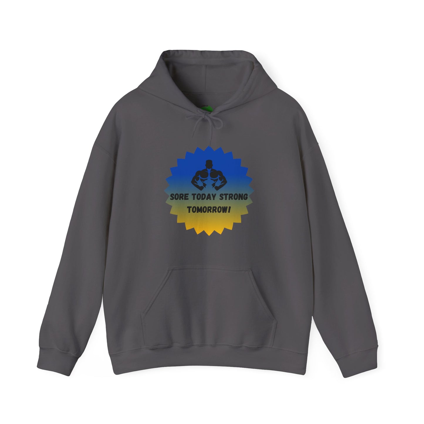Motivational Fitness Sweatshirt - "Sore Today, Strong Tomorrow!" Unisex Heavy Blend™ Hoodie Humour Joke Gym clothing