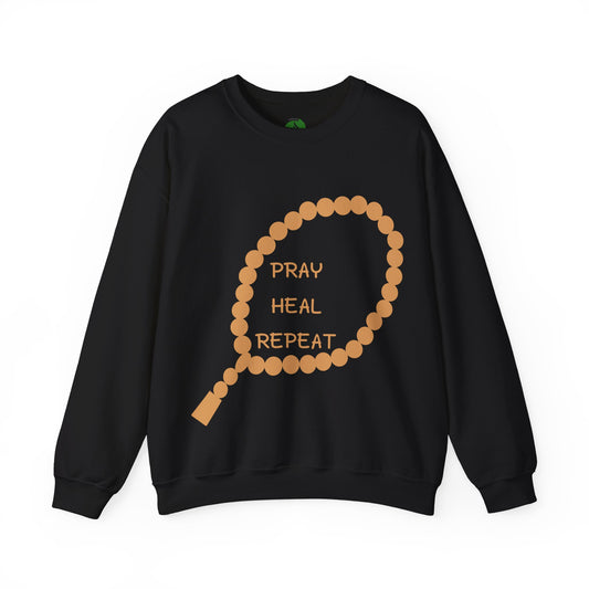 Pray Heal Repeat Crewneck Sweatshirt for Mindfulness and Healing