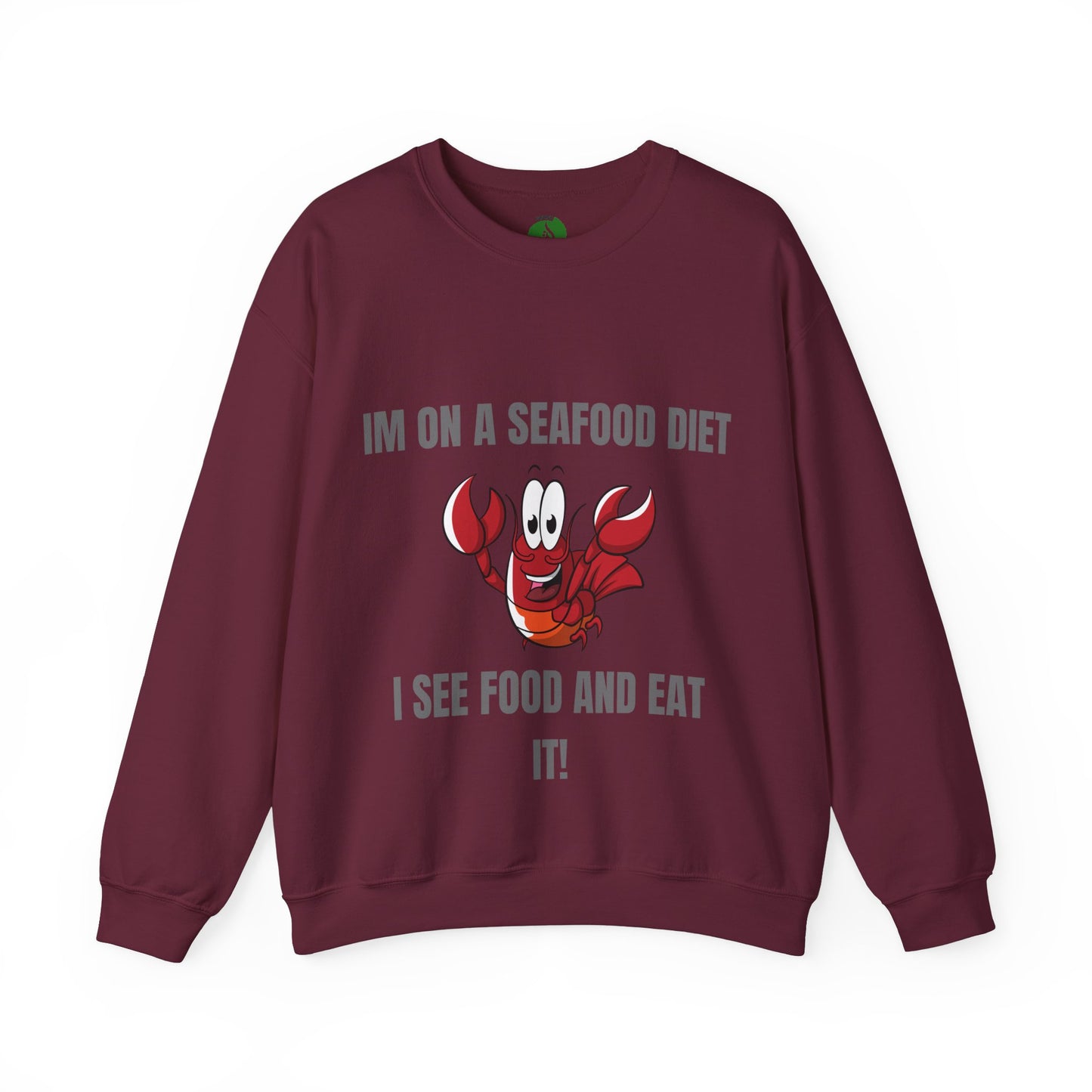 Funny Seafood Diet Sweatshirt - Unisex Heavy Blend Crewneck with Lobster Graphic Humour Joke Clothing