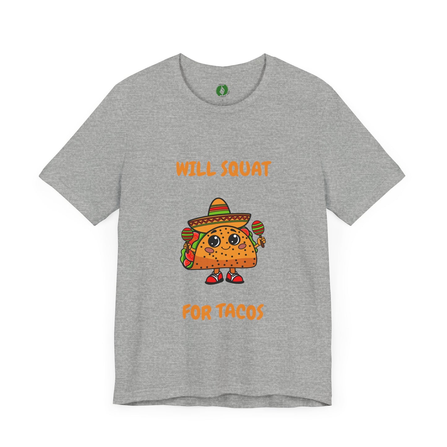 Fun Taco Workout Tee - "Will Squat for Tacos" Unisex Jersey Short Sleeve Humour Joke Gym T Shirt