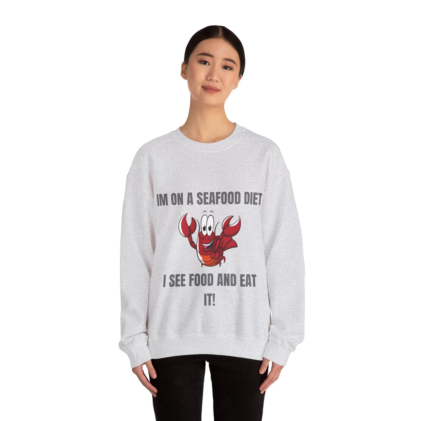 Funny Seafood Diet Sweatshirt - Unisex Heavy Blend Crewneck with Lobster Graphic Humour Joke Clothing