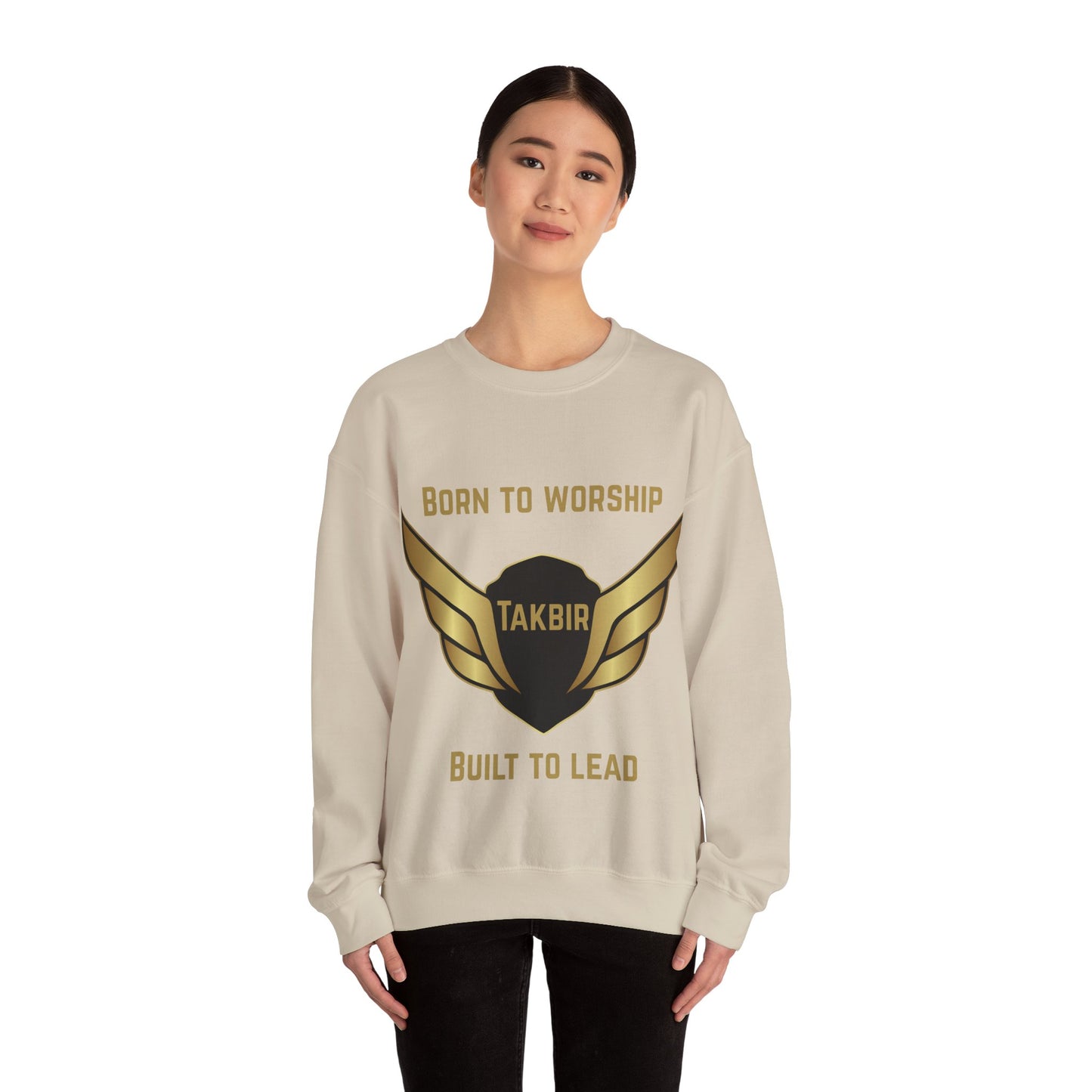 Inspirational Unisex Crewneck Sweatshirt - 'Born to Worship, Built to Lead' Design Muslim Streetwear Fashion Hoodie