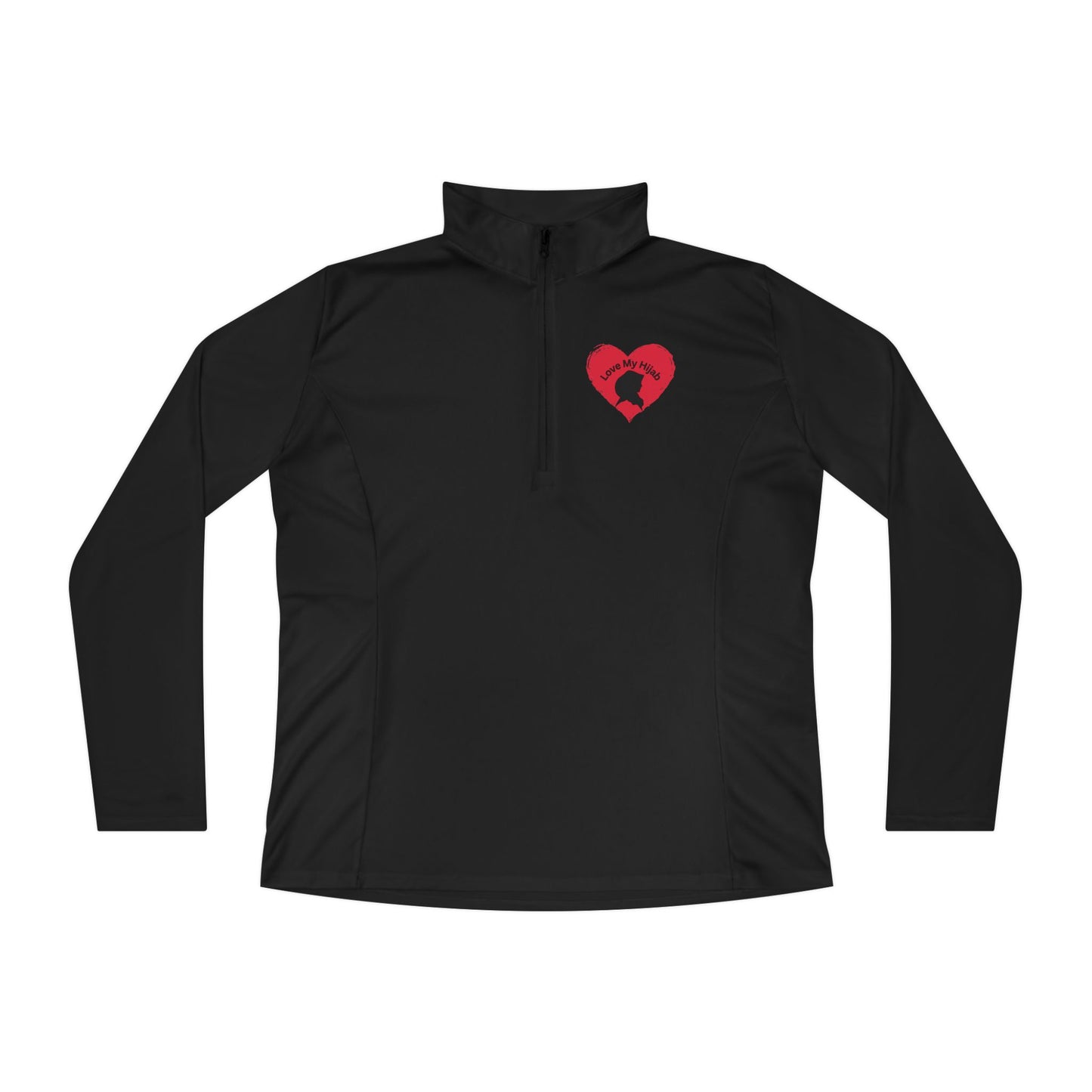 Ladies Quarter-Zip Pullover with Heart Design - Perfect for Active Lifestyle Muslim Women Clothing