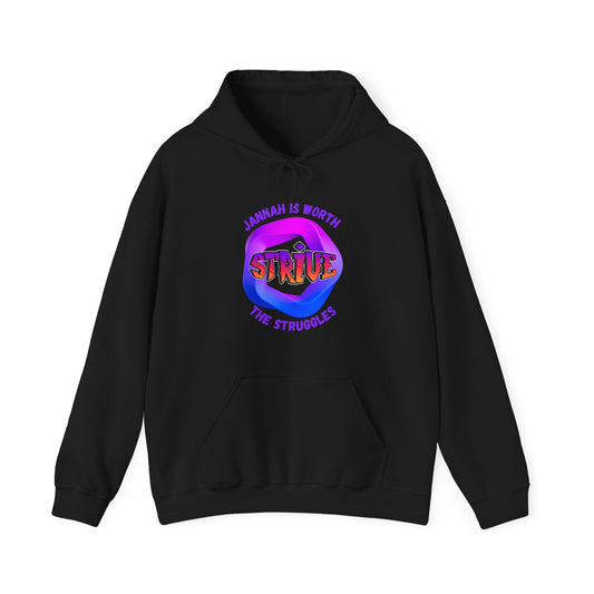 Inspirational Unisex Heavy Blend™ Hooded Sweatshirt – 'Jannah is Worth the Strive'