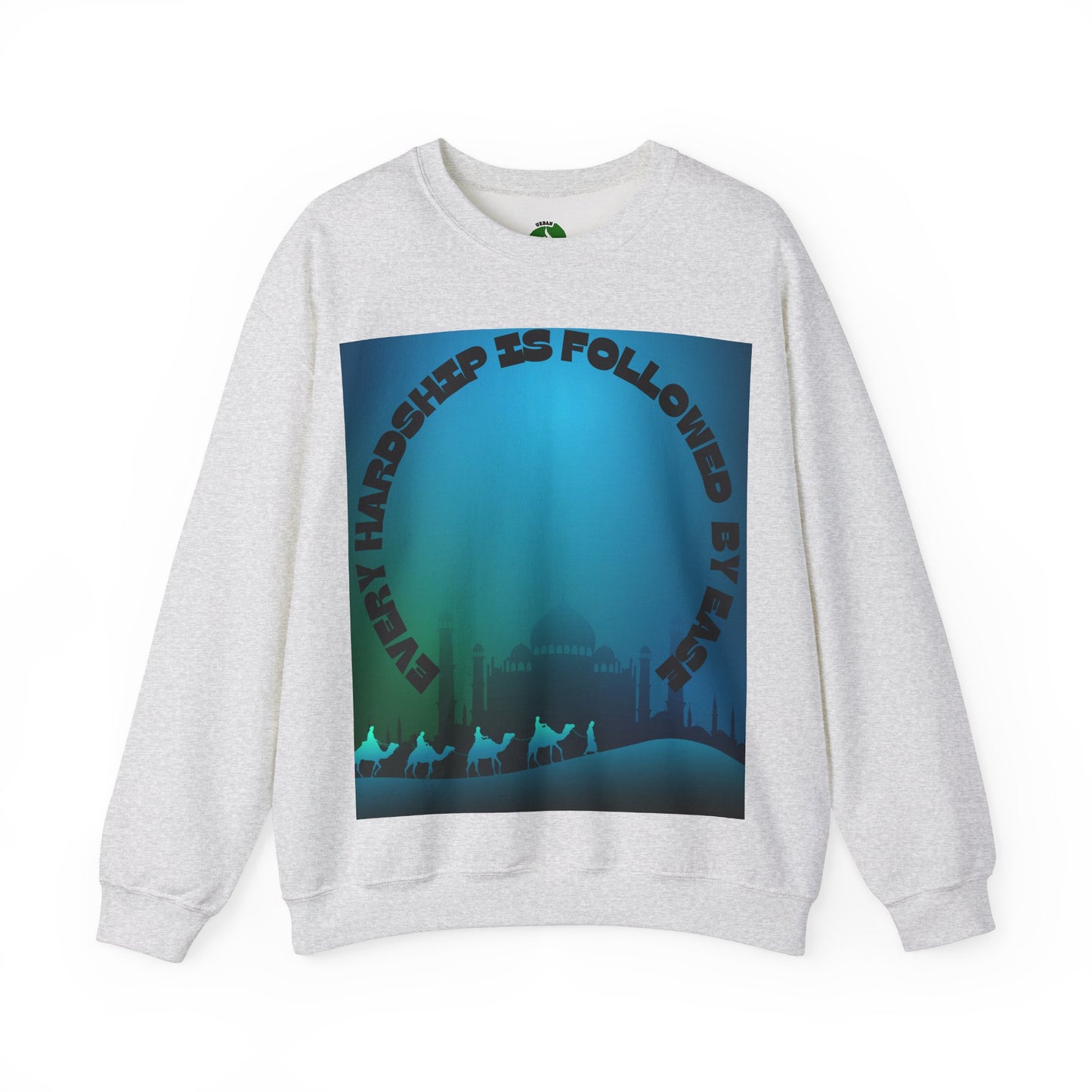 Inspirational Crewneck Sweatshirt - Every Hardship is Followed by Ease Modern Islamic Clothing
