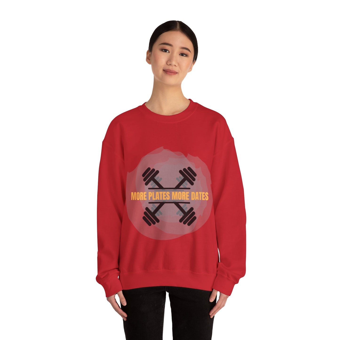 Fitness Motivational Crewneck Sweatshirt - "More Plates More Dates"