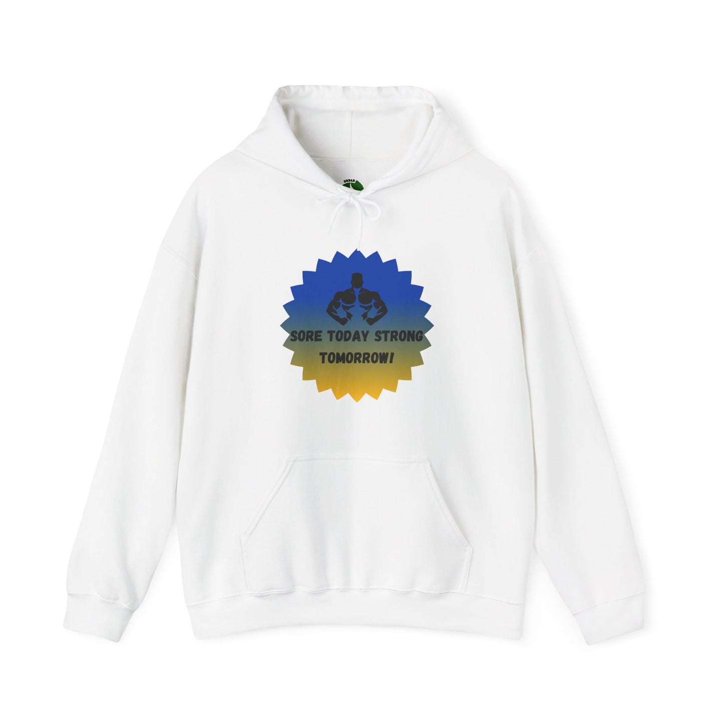 Motivational Fitness Sweatshirt - "Sore Today, Strong Tomorrow!" Unisex Heavy Blend™ Hoodie Humour Joke Gym clothing