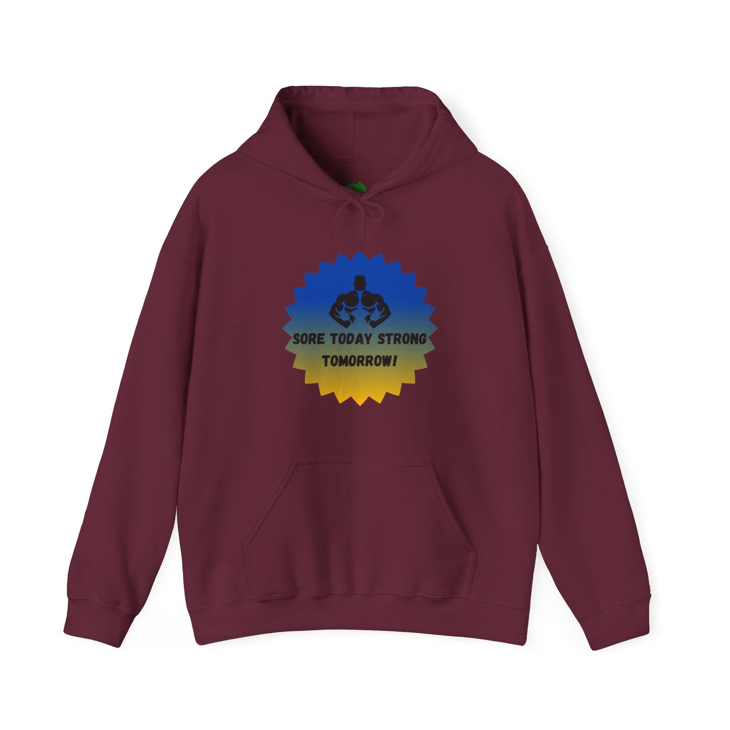Motivational Fitness Sweatshirt - "Sore Today, Strong Tomorrow!" Unisex Heavy Blend™ Hoodie Humour Joke Gym clothing