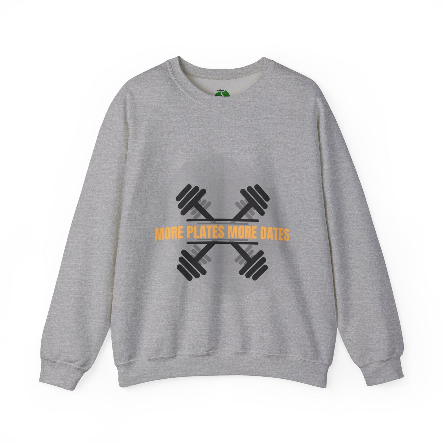 Fitness Motivational Crewneck Sweatshirt - "More Plates More Dates"