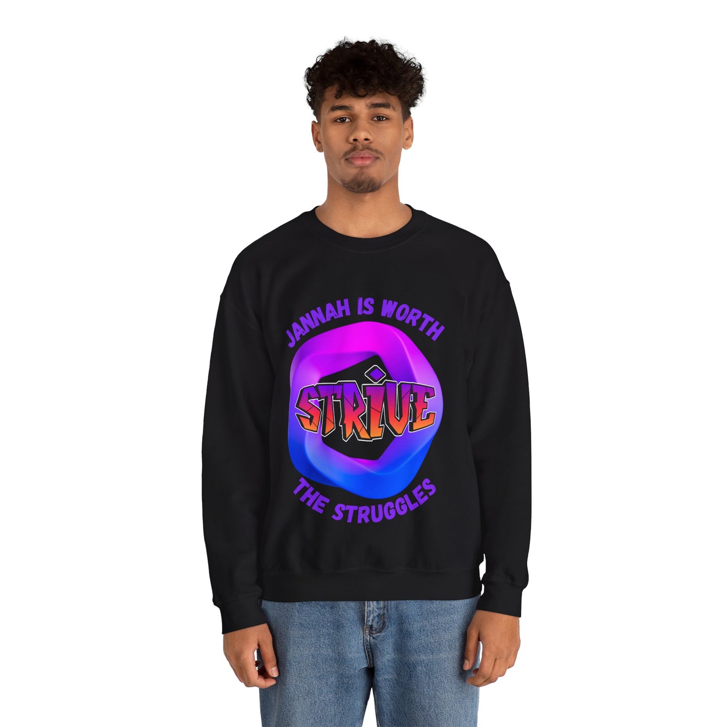 Inspiring Unisex Crewneck Sweatshirt - 'Jannah Is Worth the Struggles' Muslim Streetwear Sweat Shirt