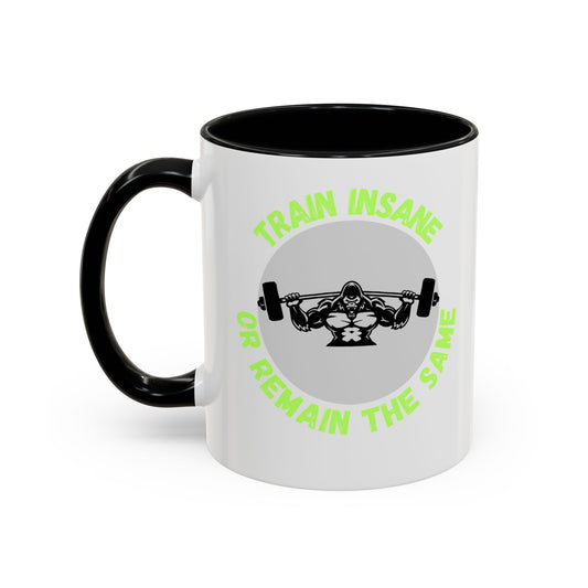 Motivational Fitness Coffee Mug - "Train Insane or Remain the Same" - Perfect Gift for Gym Enthusiasts Humour Joke Gym Mug