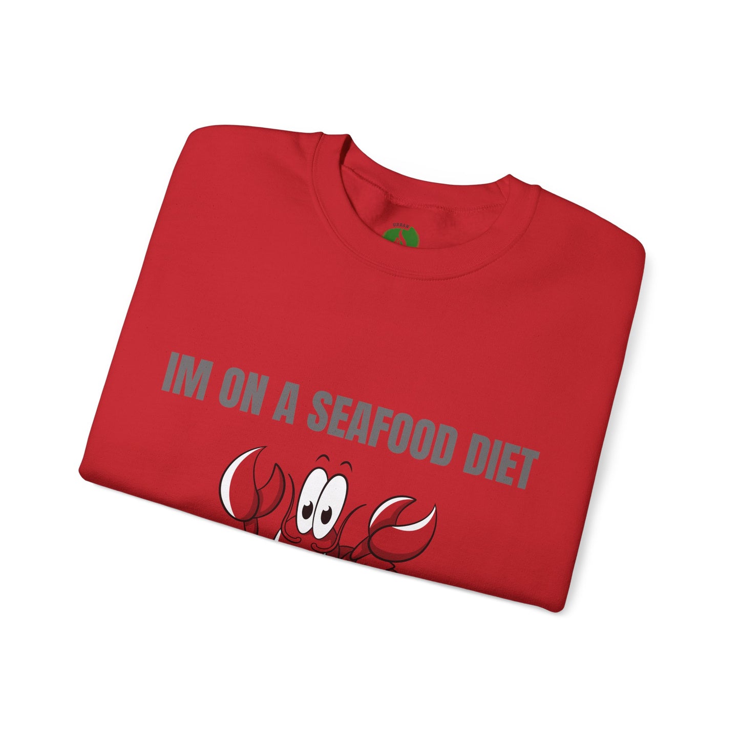 Funny Seafood Diet Sweatshirt - Unisex Heavy Blend Crewneck with Lobster Graphic