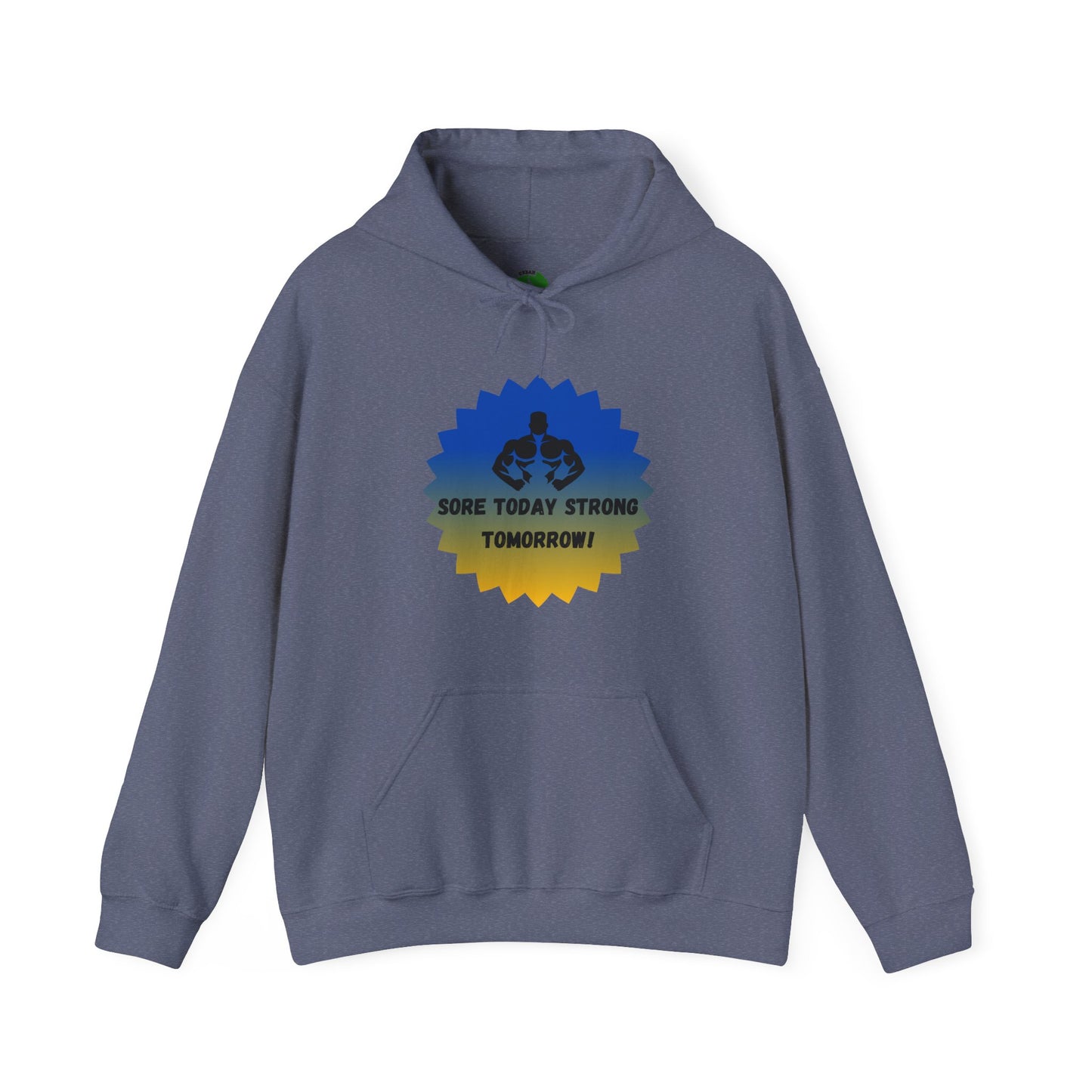 Motivational Fitness Sweatshirt - "Sore Today, Strong Tomorrow!" Unisex Heavy Blend™ Hoodie Humour Joke Gym clothing