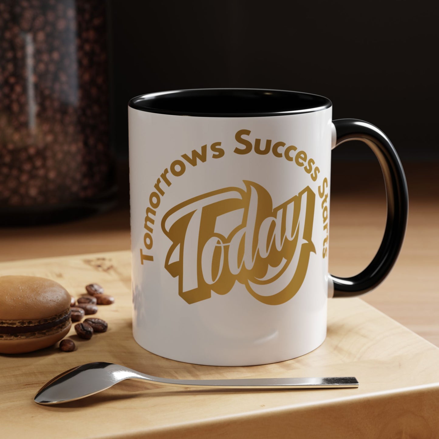Inspirational Accent Coffee Mug - "Tomorrow's Success Starts Today" - Motivational Gift for Coffee Lovers Gym Motivation Mug
