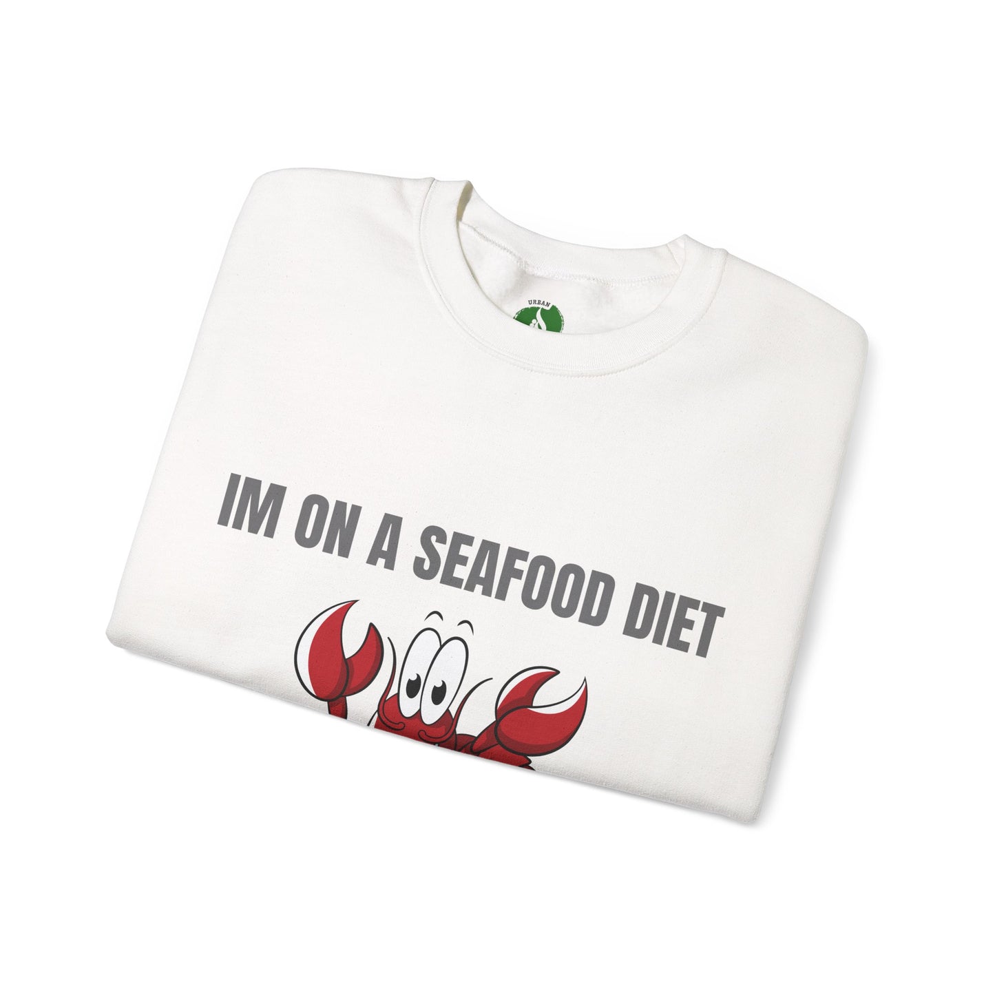 Funny Seafood Diet Sweatshirt - Unisex Heavy Blend Crewneck with Lobster Graphic