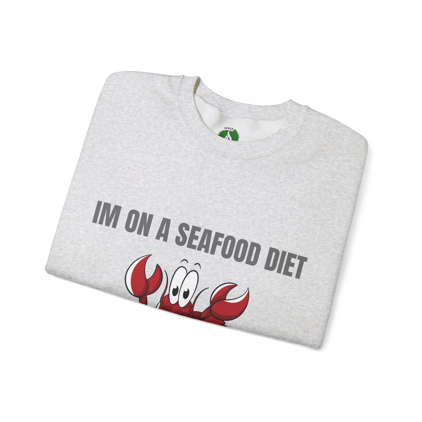 Funny Seafood Diet Sweatshirt - Unisex Heavy Blend Crewneck with Lobster Graphic Humour Joke Clothing