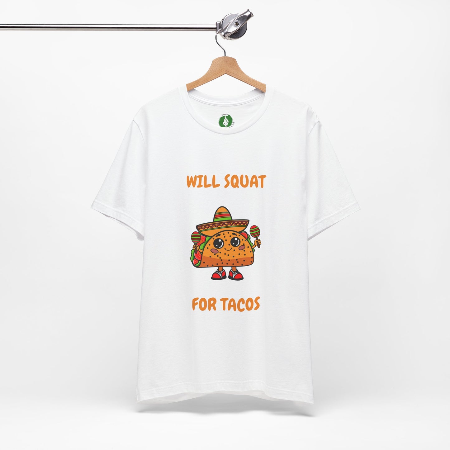 Fun Taco Workout Tee - "Will Squat for Tacos" Unisex Jersey Short Sleeve Humour Joke Gym T Shirt
