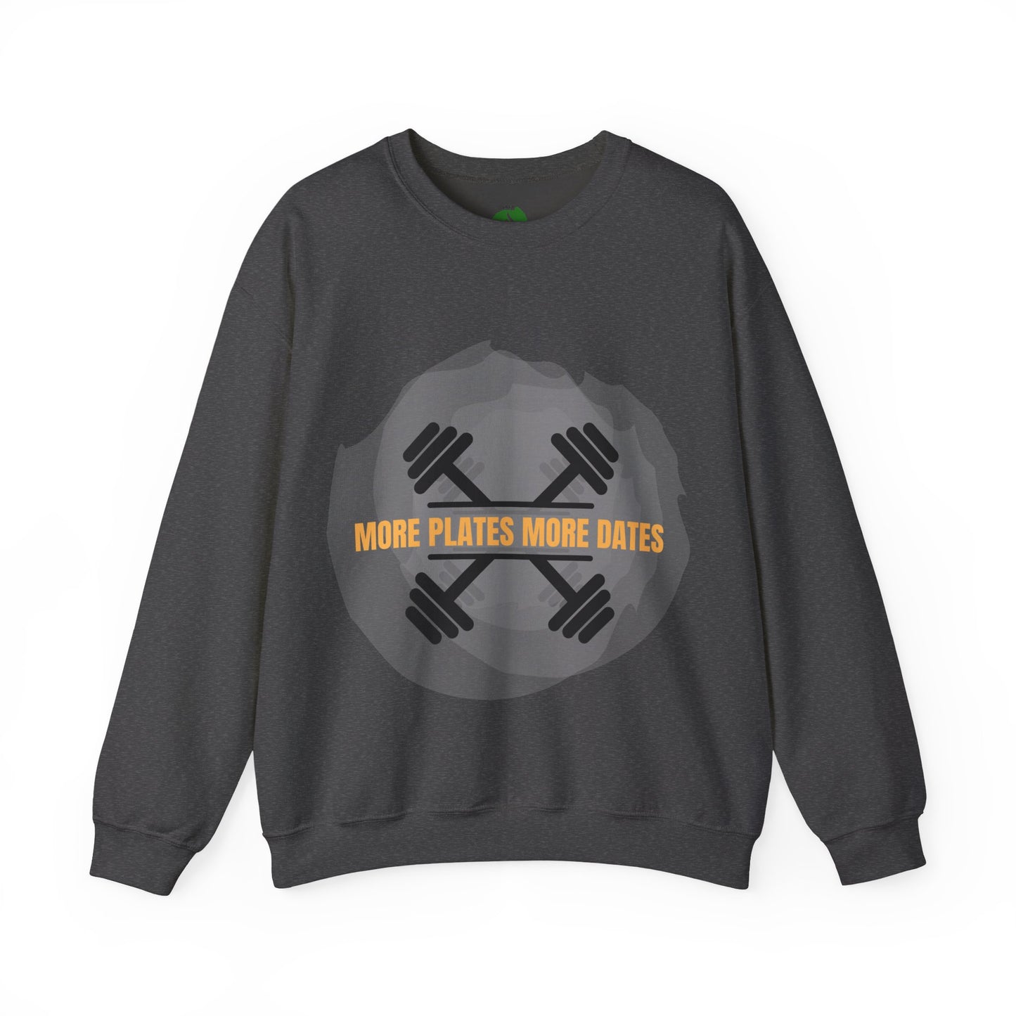 Fitness Motivational Crewneck Sweatshirt - "More Plates More Dates"