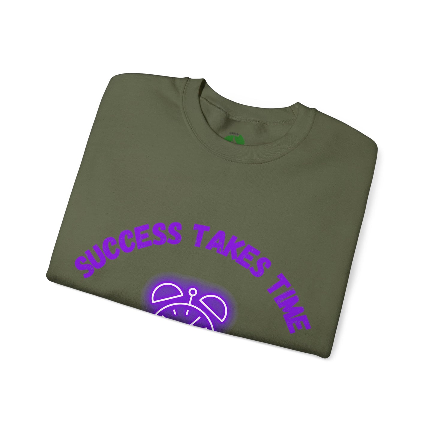 Motivational Crewneck Sweatshirt - 'Success Takes Time but It's Coming!'