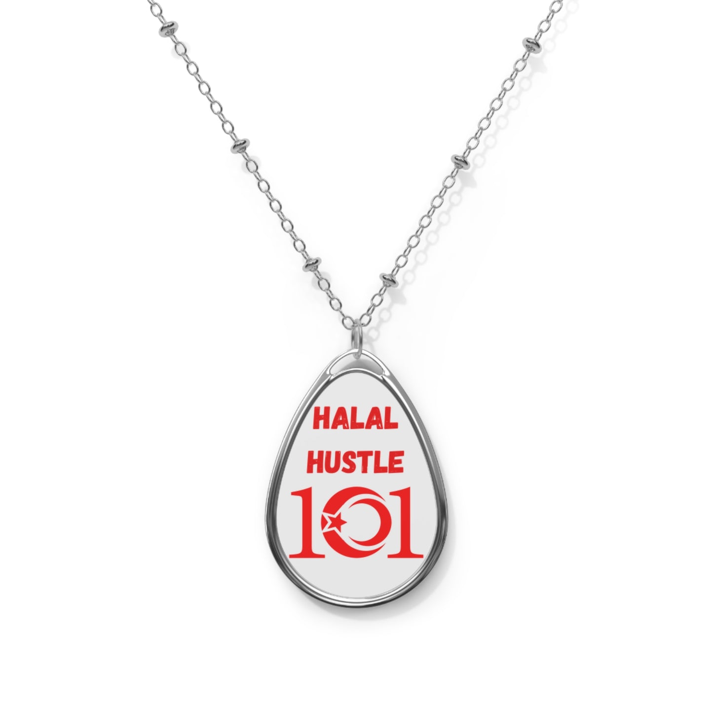 Muslim Women's Oval Necklace — Elegant Islamic Pendant Jewelry