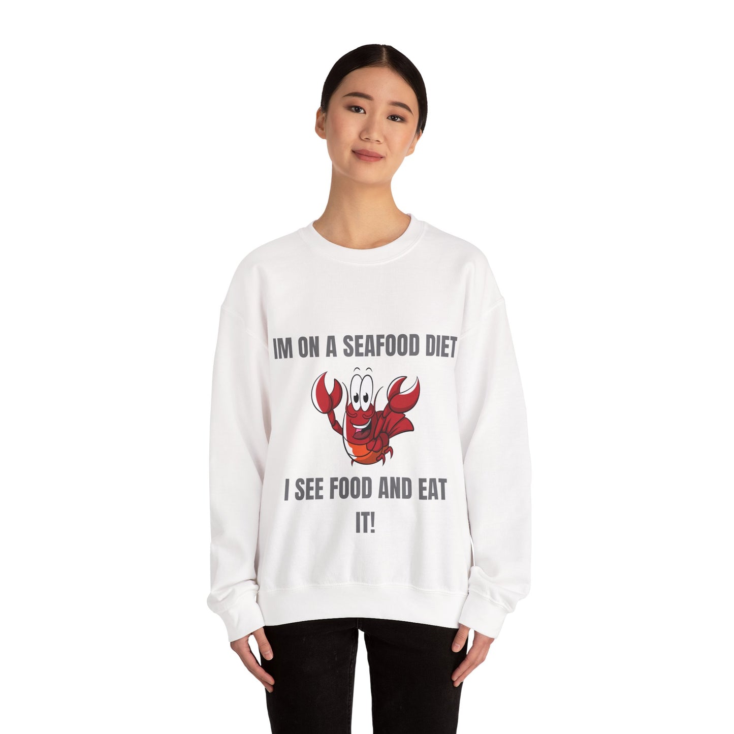 Funny Seafood Diet Sweatshirt - Unisex Heavy Blend Crewneck with Lobster Graphic