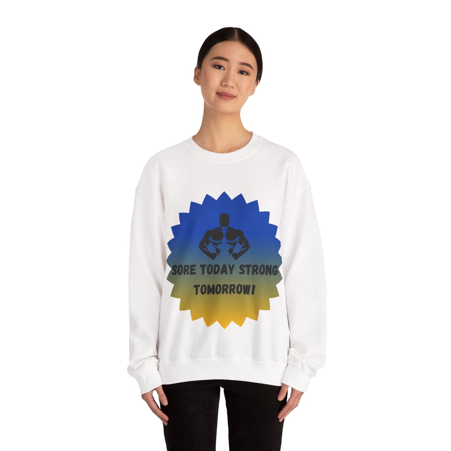 Motivational Fitness Sweatshirt - "Sore Today Strong Tomorrow" Unisex Heavy Blend™ Crewneck