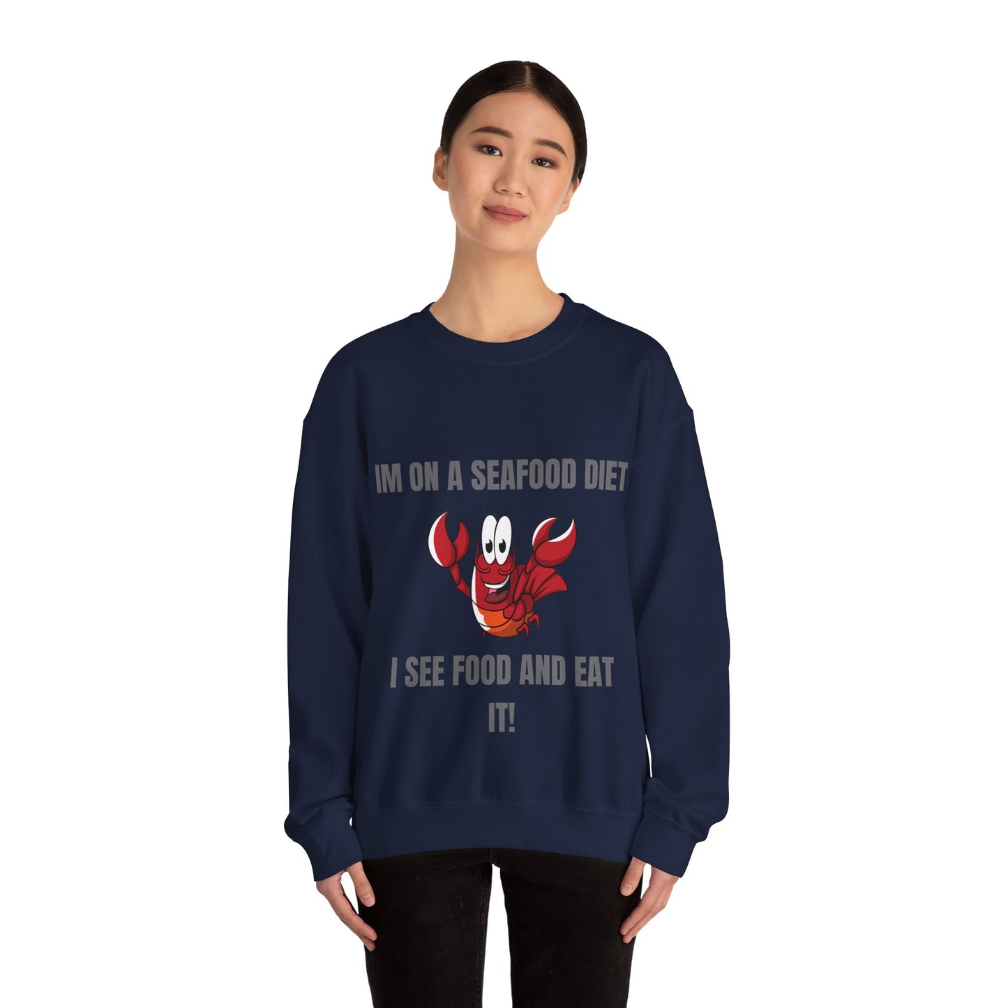 Funny Seafood Diet Sweatshirt - Unisex Heavy Blend Crewneck with Lobster Graphic