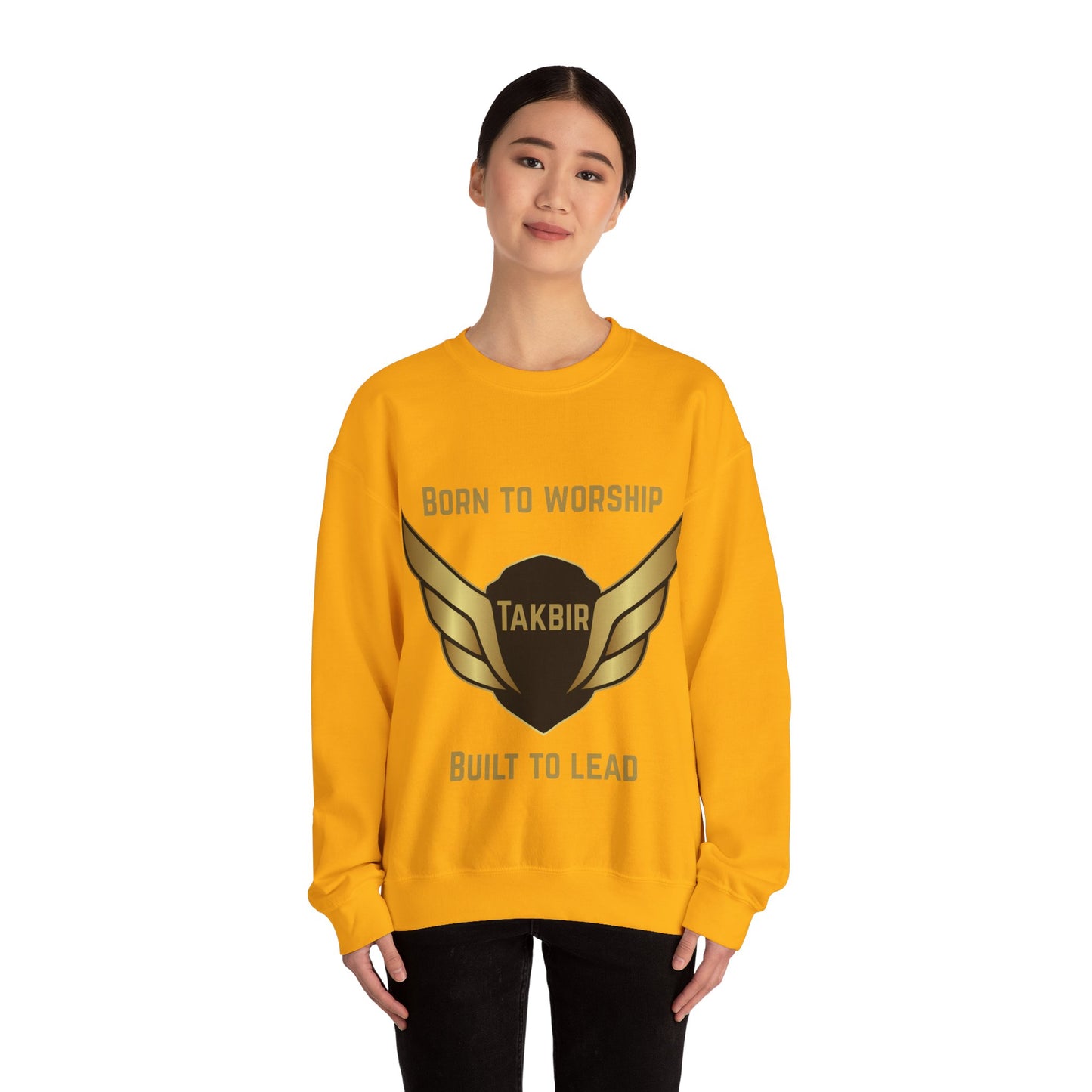 Inspirational Unisex Crewneck Sweatshirt - 'Born to Worship, Built to Lead' Design Muslim Streetwear Fashion Hoodie
