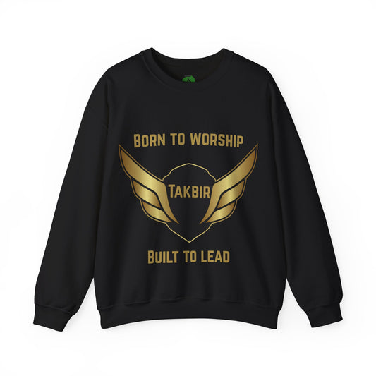 Inspirational Unisex Crewneck Sweatshirt - 'Born to Worship, Built to Lead' Design