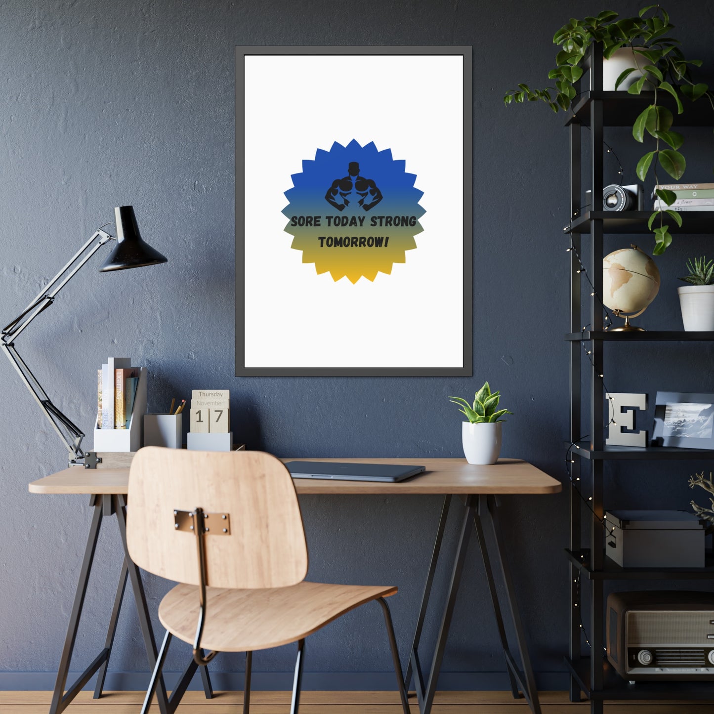 Fitness Motivation Framed Poster - 'Sore Today Strong Tomorrow!' Humour Joke Gym Accessories