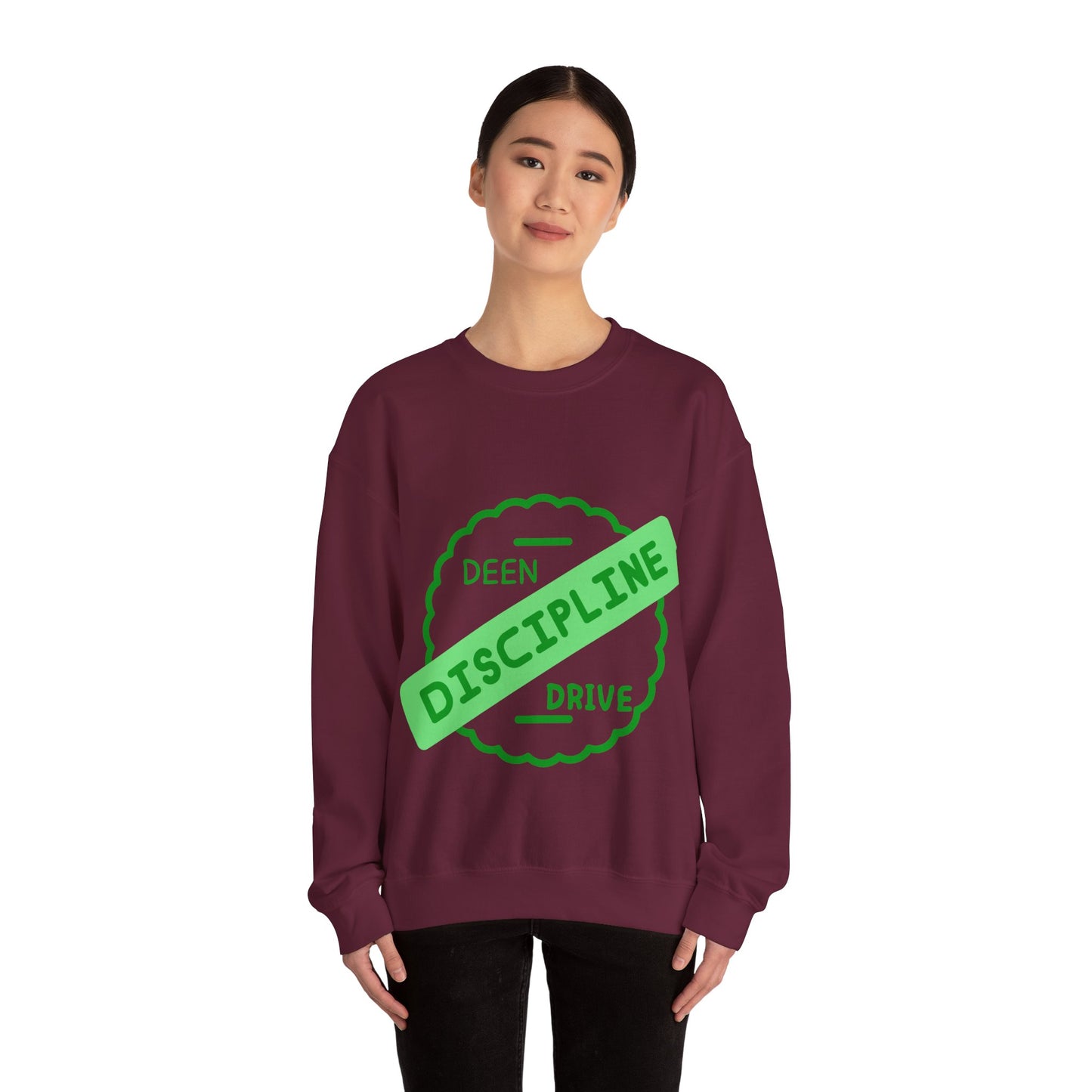 Motivational Crewneck Sweatshirt - Discipline & Drive Muslim Youth Fashion Sweat Shirt