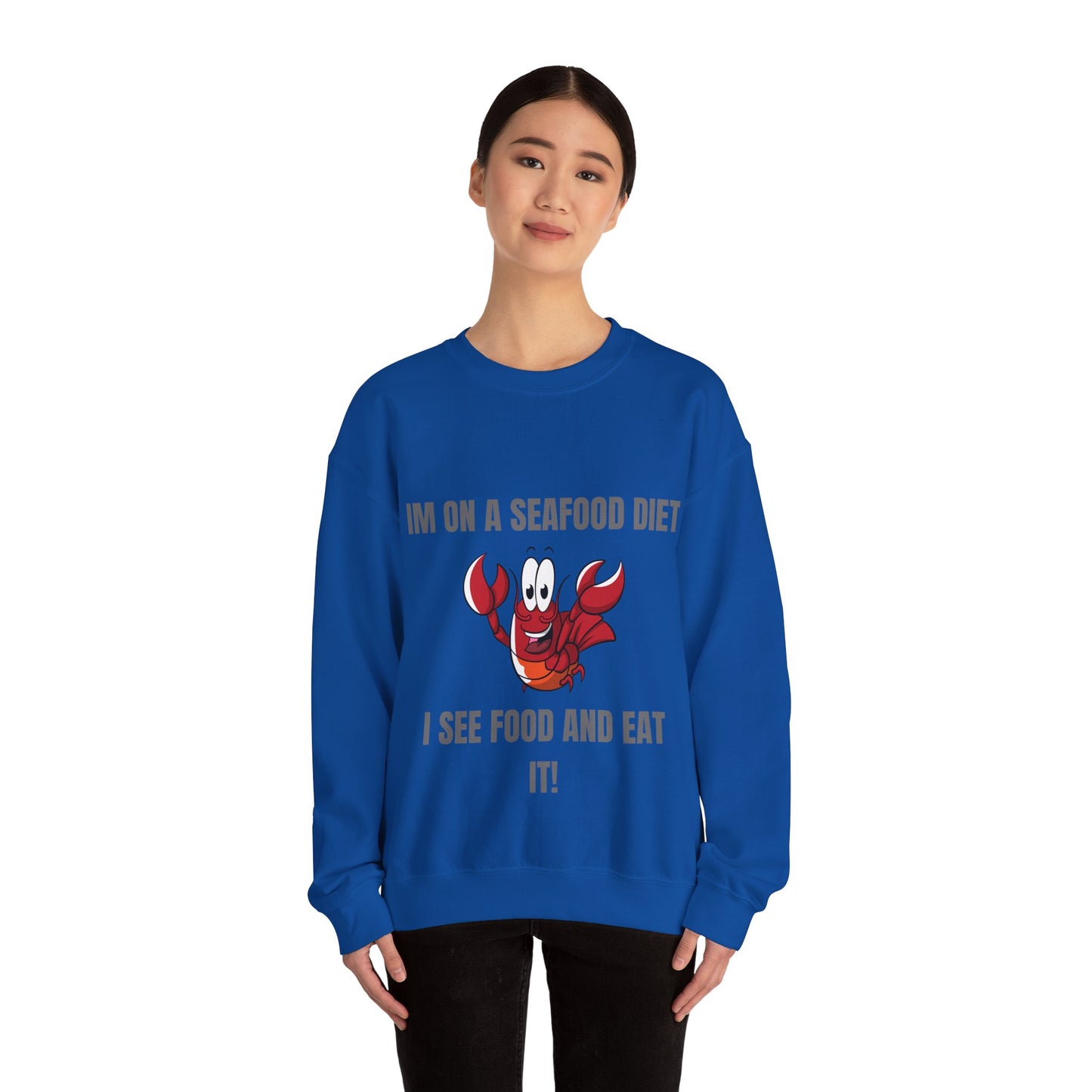 Funny Seafood Diet Sweatshirt - Unisex Heavy Blend Crewneck with Lobster Graphic