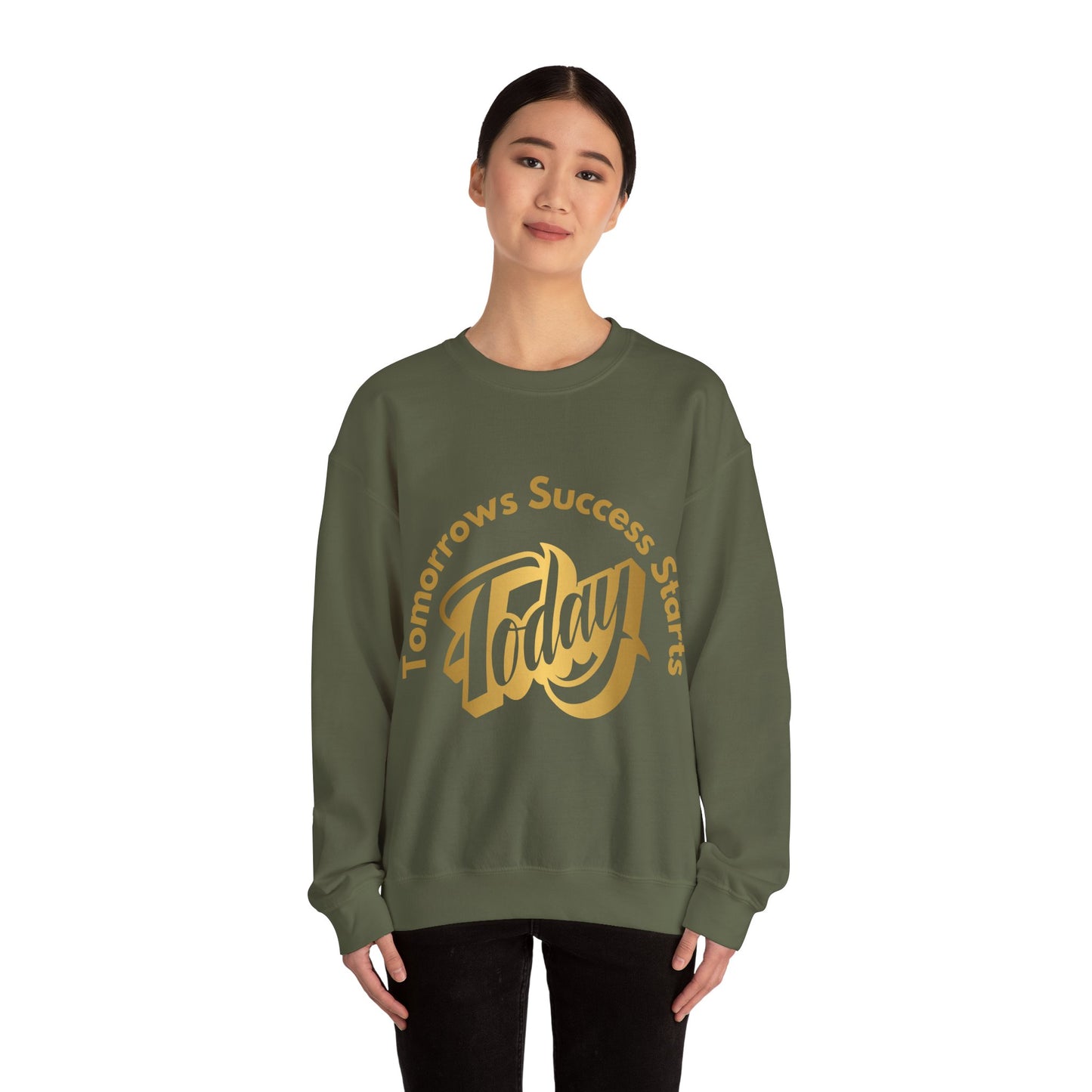 Inspirational Crewneck Sweatshirt - 'Tomorrow's Success Starts Today' Gym Motivation Sweat Shirt