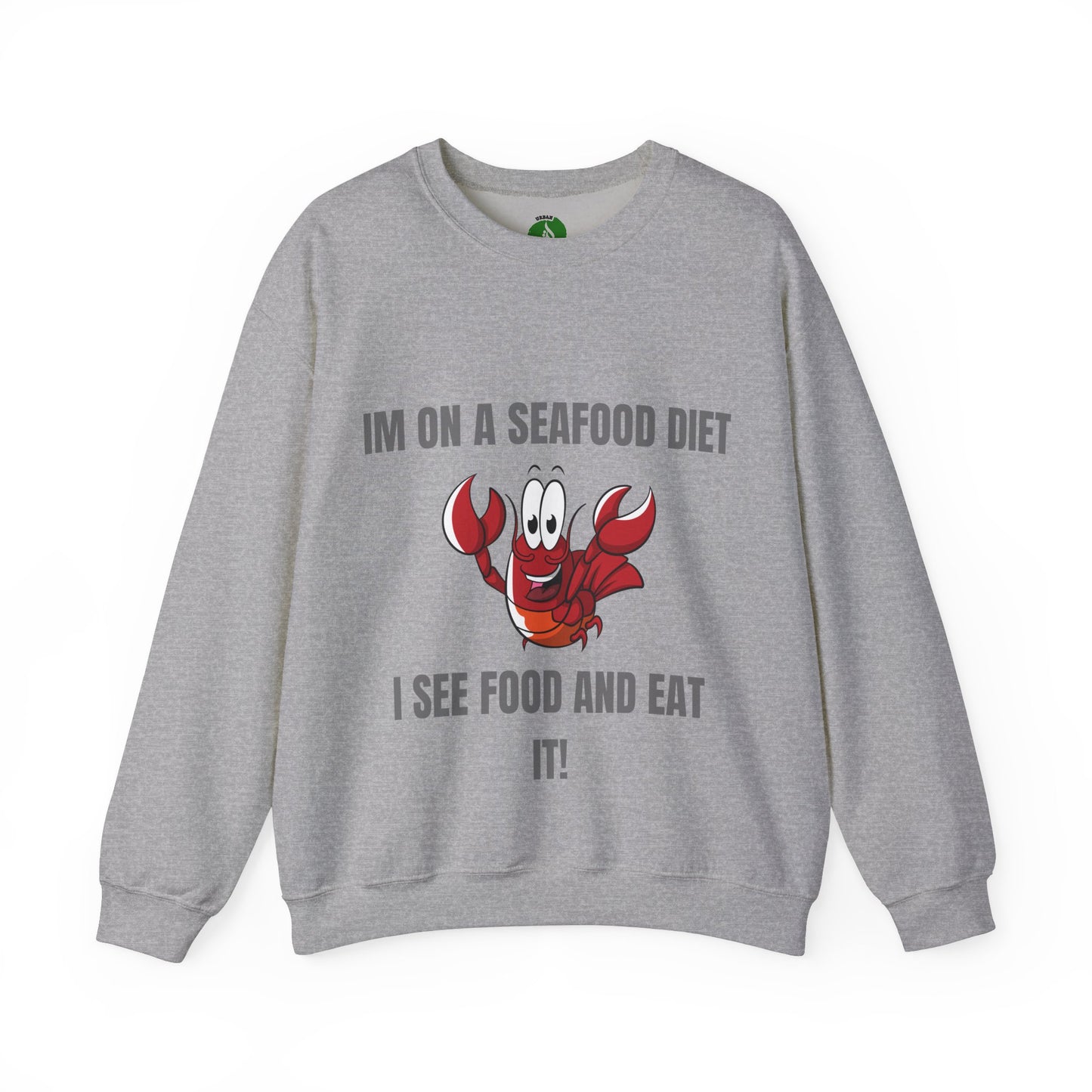 Funny Seafood Diet Sweatshirt - Unisex Heavy Blend Crewneck with Lobster Graphic Humour Joke Clothing