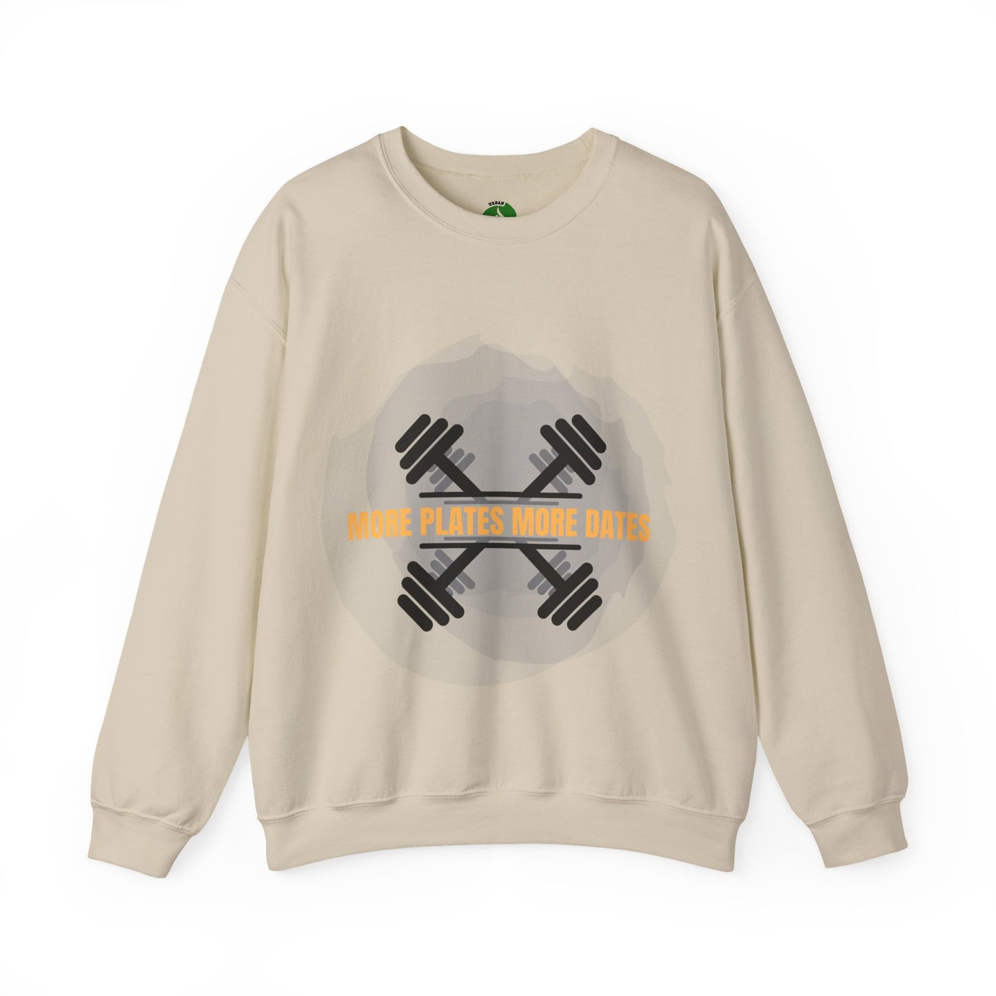 Fitness Motivational Crewneck Sweatshirt - "More Plates More Dates"