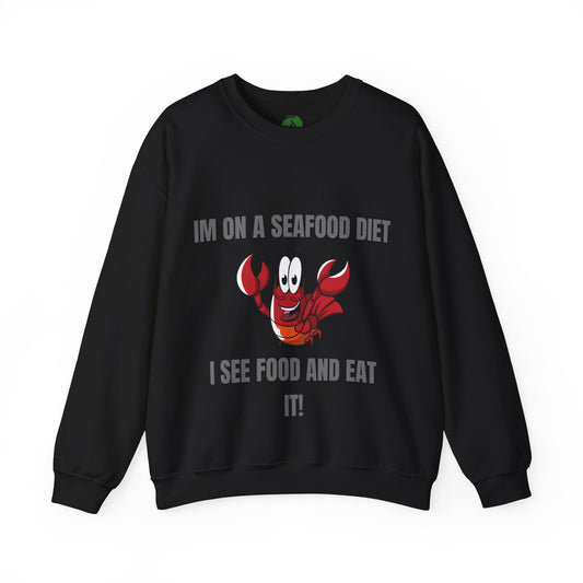 Funny Seafood Diet Sweatshirt - Unisex Heavy Blend Crewneck with Lobster Graphic