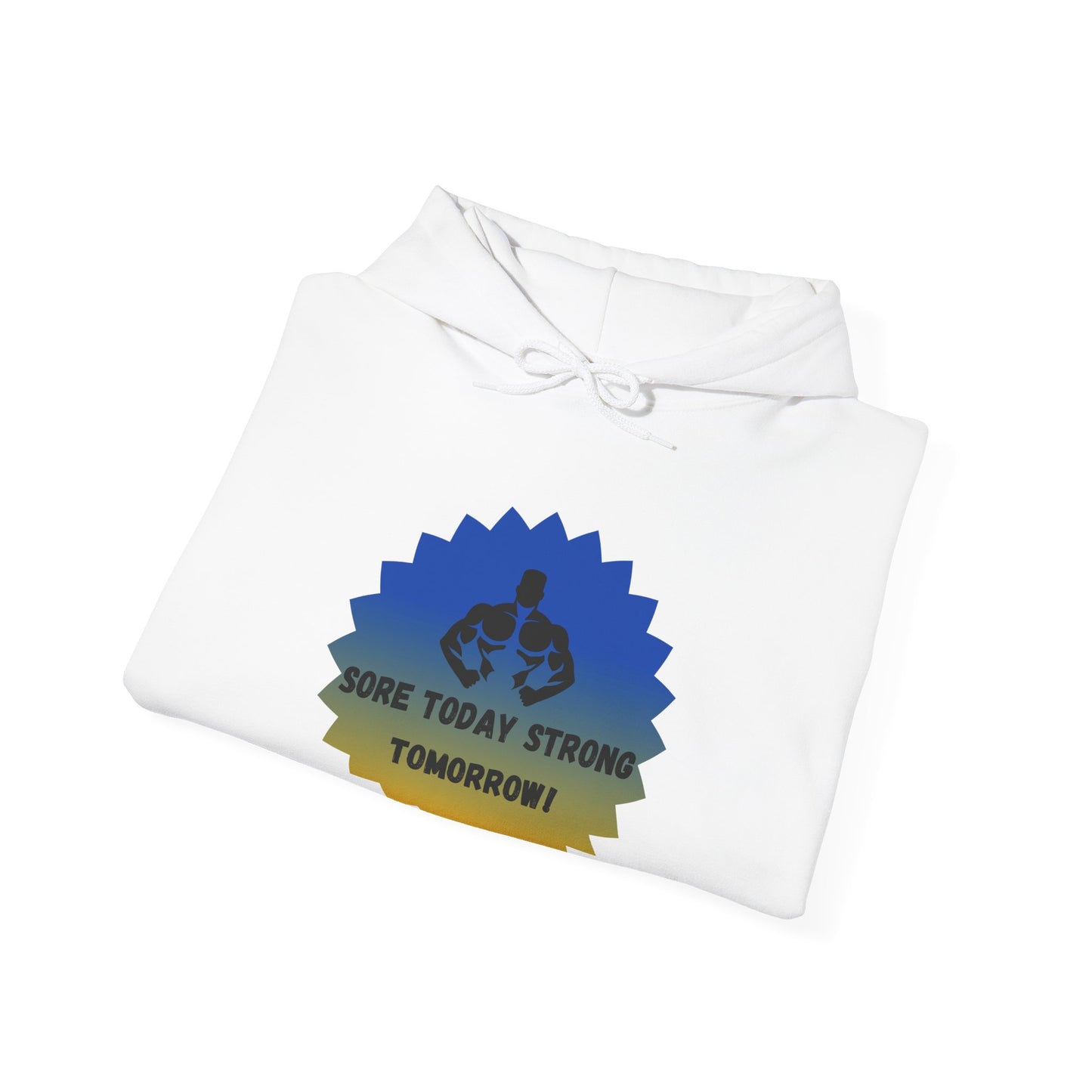 Motivational Fitness Sweatshirt - "Sore Today, Strong Tomorrow!" Unisex Heavy Blend™ Hoodie Humour Joke Gym clothing